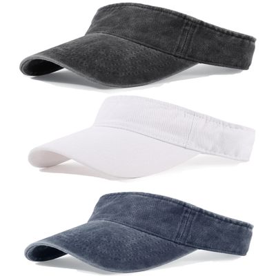 3 Pack Sun Visors for Women Men Cooling Lightweight Sports Sun Hats Adjustable Twill Cotton Run Visor