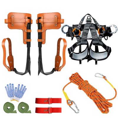 WHXGG Tree Climbing Spikes, Tree Climbing Gear with Protective Belt Adjustable Climbing Spurs Tool Set Alloy Steel Cow Leather Straps Suitable for Logging, Hunting, Climbing & Observation