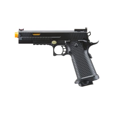 340 FPS Golden Ball x Eagle OTS .45 Hi-Capa Gas Blowback Airsoft Pistol w/Vented Slide (Color: Black/Gold)