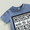 Summer 2PCS Clothes Set Infant Baby Boys Summer Outfit Letter Short Sleeve Tops T-Shirt and Shorts Set (Cousins-Blue, 18-24 Months) view 2