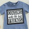 Summer 2PCS Clothes Set Infant Baby Boys Summer Outfit Letter Short Sleeve Tops T-Shirt and Shorts Set (Cousins-Blue, 6-12 Months) view 3
