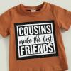 Summer 2PCS Clothes Set Infant Baby Boys Summer Outfit Letter Short Sleeve Tops T-Shirt and Shorts Set (Cousins-Caramel, 0-6 Months) view 3