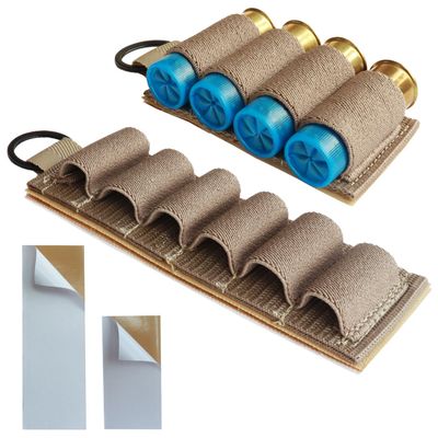 Underalert 12 Gauge Shell Holder, Self-Adhesive Shotgun Shell Holder, Mollle Shotgun Cartridge Card for Buttstock and Side Saddle, Ammo Carrier 12ga, Cartridge Organizer (Khaki)