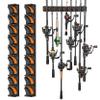 PLUSINNO V9 Vertical Fishing Rod Holders, 2 Packs Wall Mounted Fishing Pole Holders, Fishing Rod Racks Hold Up to 18 Rods or Combos, Fishing Pole Holders for Garage, Fishing Gear and Gifts for Men view 1
