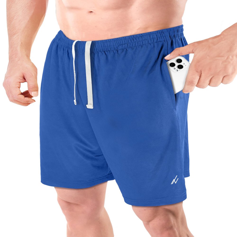 NY Threads Men's Athletic Shorts Quick Dry Loose-Fit Lightweight Running Workout Gym Shorts with Pockets, X-Large, Royal Blue