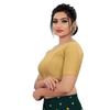 BishtHub Fashion Women's Cotton Blend Stretchable Elbow Sleeve Casual Wear Readymade Blouse Free Size -(Chiku-28-36) view 3