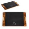 PICNIC TIME NHL New Jersey Devils Covina Acacia and Slate Serving Tray, Charcuterie Board Set, (Acacia Wood & Slate Black with Gold Accents) view 1