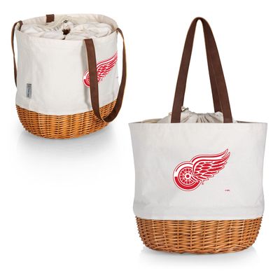 PICNIC TIME NHL Detroit Red Wings Coronado Canvas and Willow Basket Tote, Picnic Tote Bag, Beach Tote, (Beige Canvas)