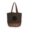 PICNIC TIME NHL Boston Bruins Coronado Canvas and Willow Basket Tote, Picnic Tote Bag, Beach Tote, (Khaki Green with Beige Accents) view 3