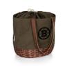 PICNIC TIME NHL Boston Bruins Coronado Canvas and Willow Basket Tote, Picnic Tote Bag, Beach Tote, (Khaki Green with Beige Accents) view 4