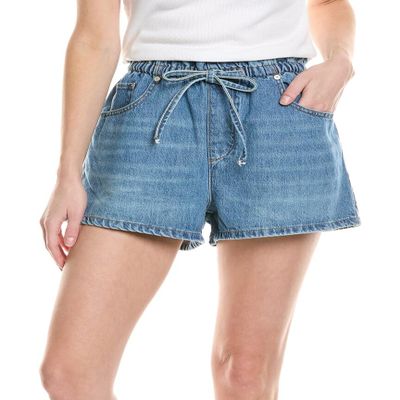[BLANKNYC] Womens Luxury Clothing Paperbag Denim Shorts with Self Drawstring, Comfortable & Stylish, Unexpected Time, Large