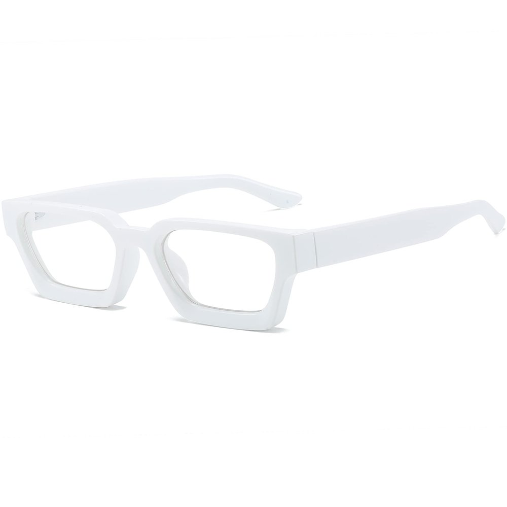 EYLRIM Thick Square Frame Blue Light Glasses for Women Men Non Prescription Computer Eyeglasses(09 White)