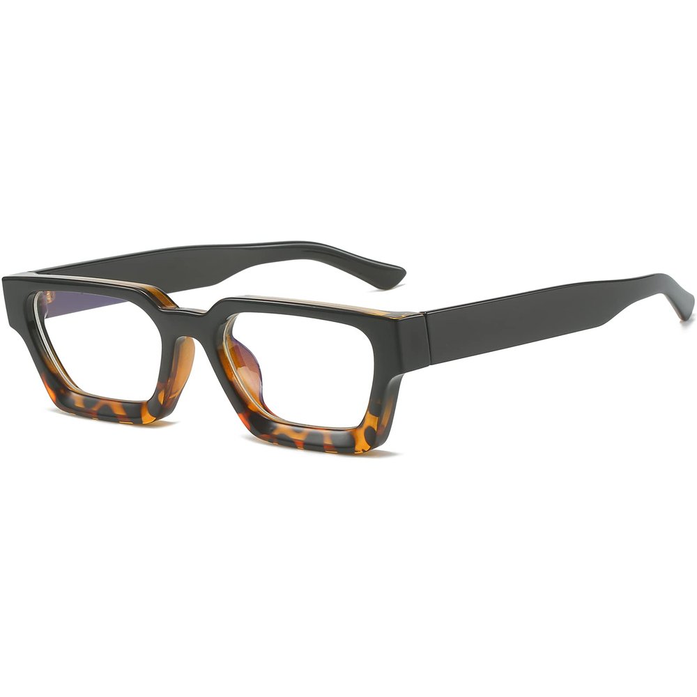 EYLRIM Thick Square Frame Blue Light Glasses for Women Men Non Prescription Computer Eyeglasses(04 Black Leopard)