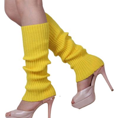 Mluvpxey Woolen Socks Warm Winter Solid Colour Adult Leg Cover Pile of Socks Cover Knitting Foot Cover (Color : Goose Yellow, Size : One Size)