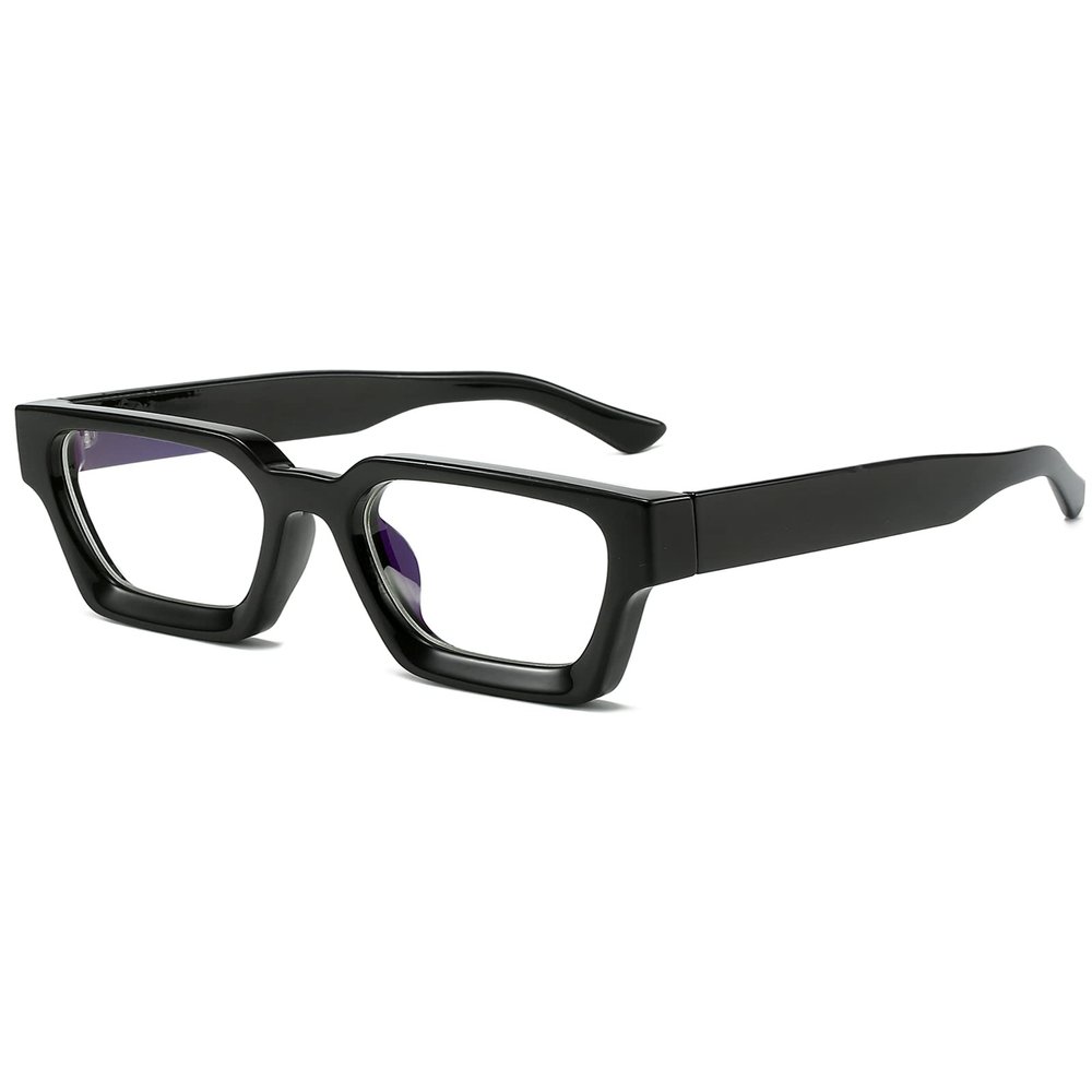 EYLRIM Thick Square Frame Blue Light Glasses for Women Men Non Prescription Computer Eyeglasses(01 Black)