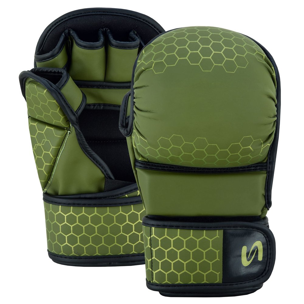 PFG Ultimate Series MMA Sparring Gloves - Boxing MMA Muay Thai Bag Work (Olive Green, Large-XLarge)