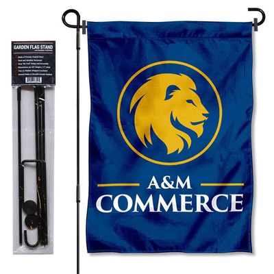 College Flags & Banners Co. Texas A&M Commerce Lions Garden Flag with Pole Stand Holder