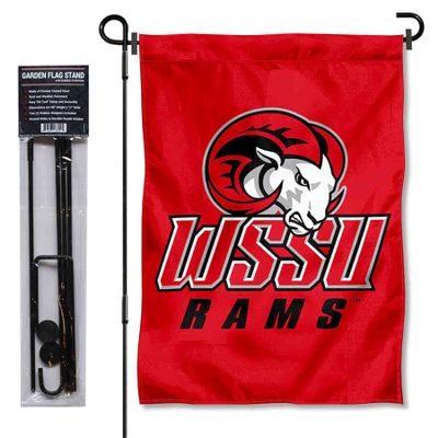 College Flags & Banners Co. Winston Salem State Rams Ram Head Logo Garden Flag with Pole Stand Holder