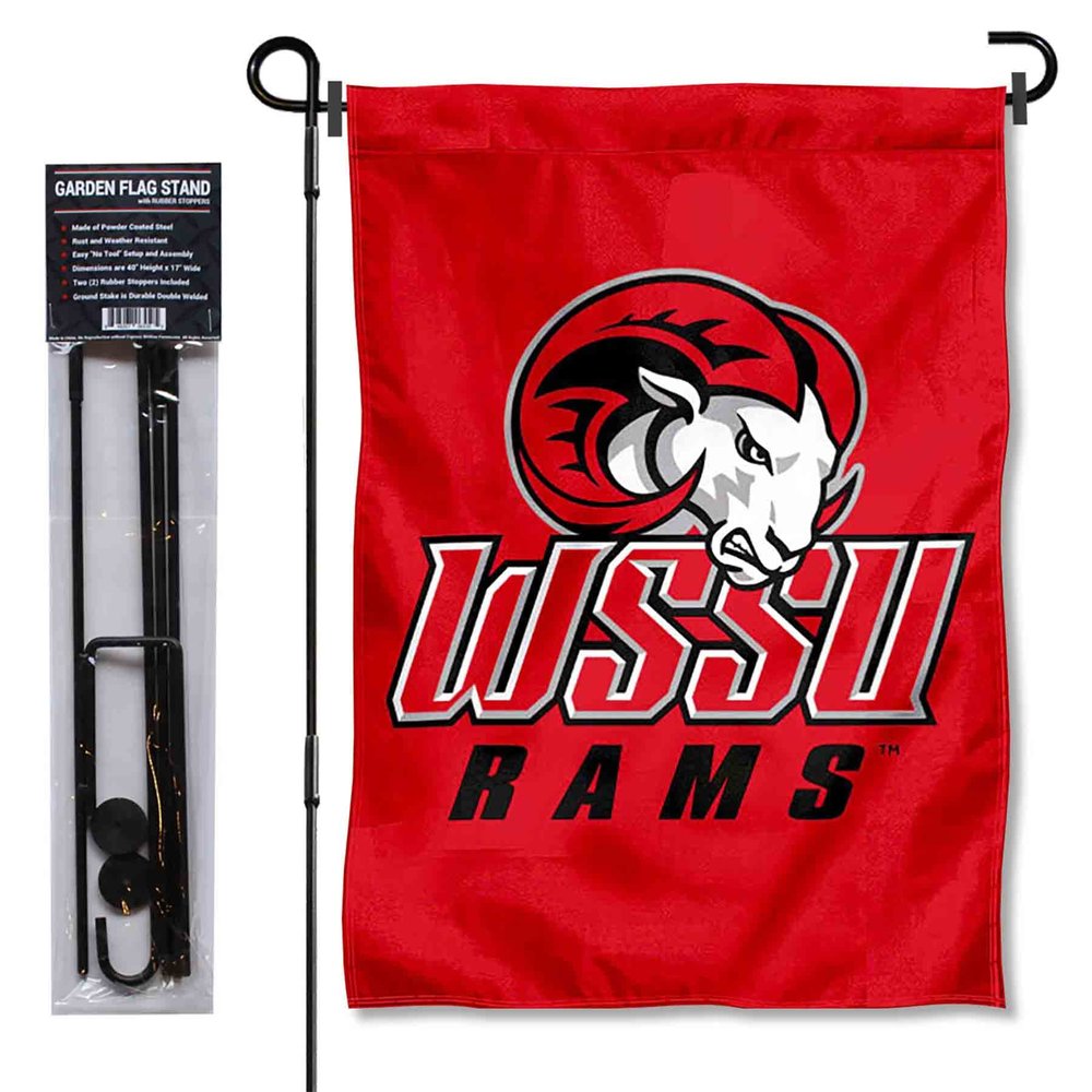 College Flags & Banners Co. Winston Salem State Rams Ram Head Logo Garden Flag with Pole Stand Holder