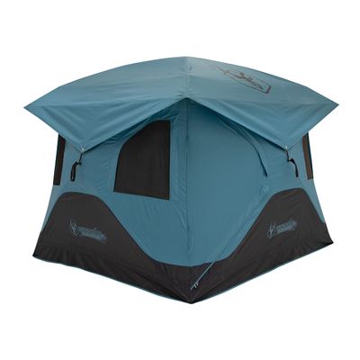 Gazelle Tents T3X Hub Tent Overland Edition, Easy 90 Second Set-Up, Waterproof, UV Resistant, Removable Floor, Footprint, 3-Person, Pacific Blue, 68" x 76" x 82", GT302PB