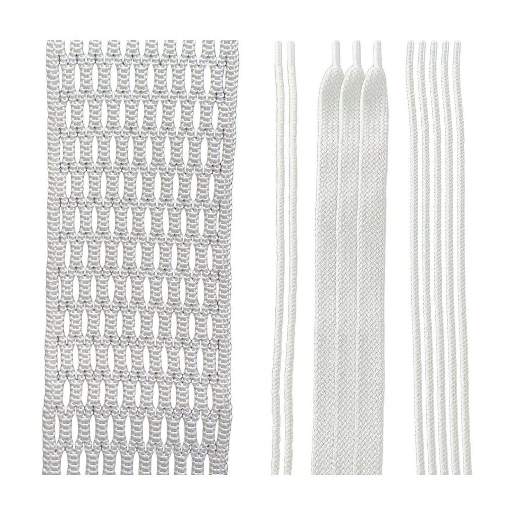 Performall Sports Dyna Lacrosse Mesh Stringing Kit 10D Diamond Semi-Soft White; 33 inch Tipped Lax Strings