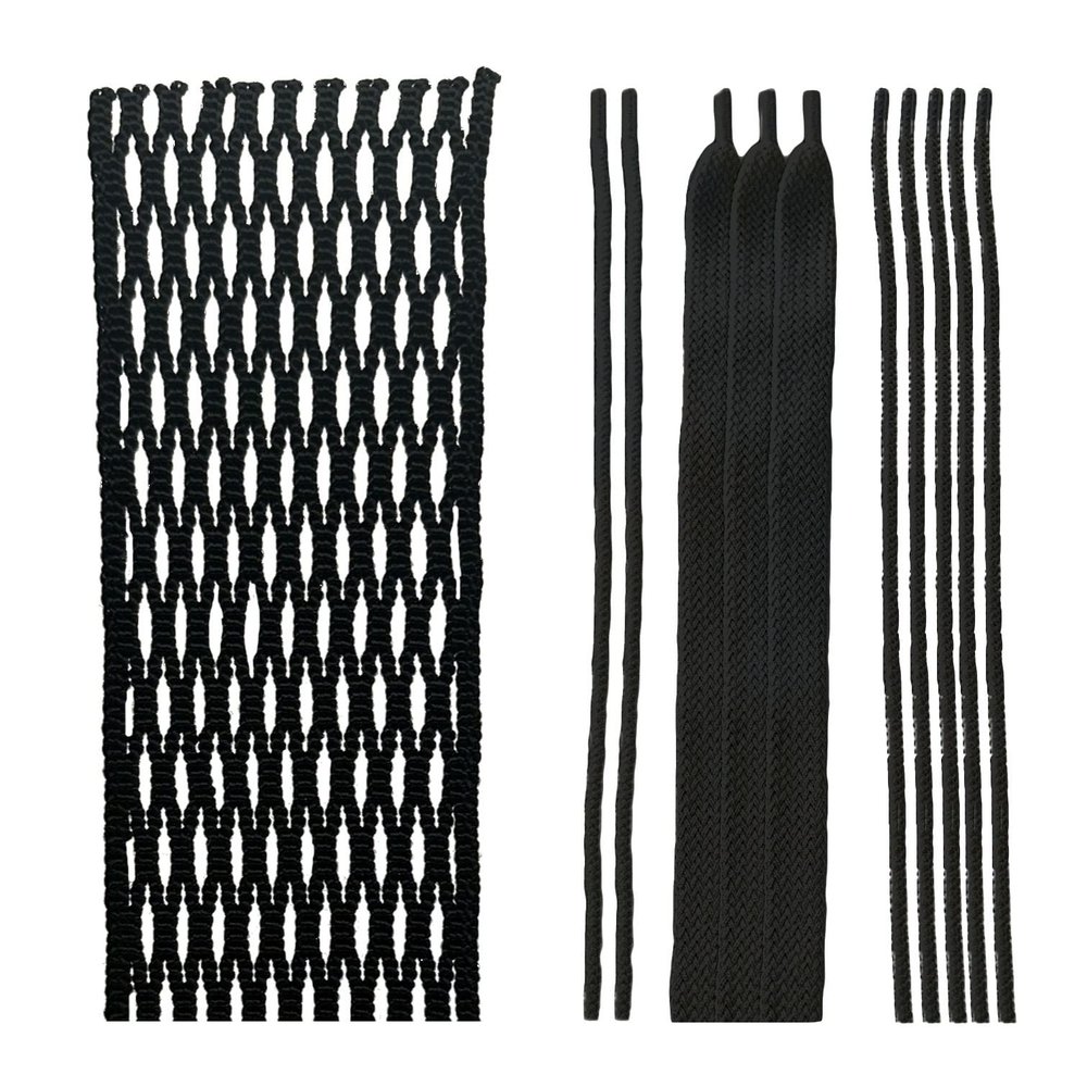 Performall Sports Dyna Lacrosse Mesh Stringing Kit 10D Diamond Semi-Soft Black; 33 inch Tipped Lax Strings
