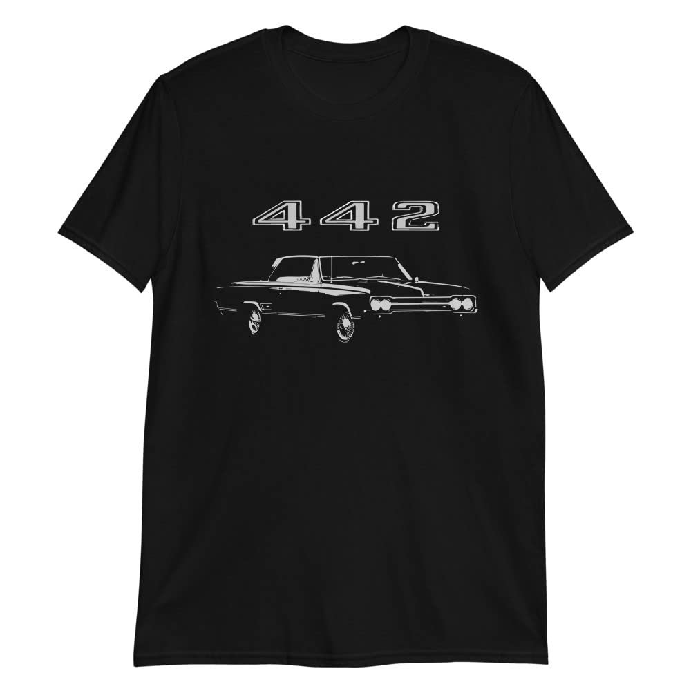1965 OLds 442 Club Coupe American Classic Car Short-Sleeve Unisex T-Shirt Black