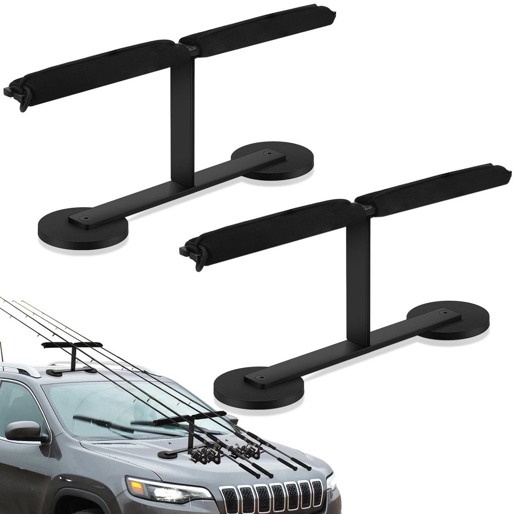 Nuenen Fishing Rod Holder for Truck Fishing Rod Racks for Vehicles Magnetic Rod Mount Carrier for SUV Metal Roof and Hood Black