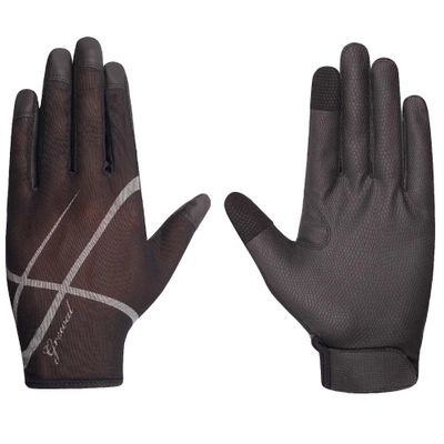 Anne, Ladies, Solar Mesh and Synthetic Leather, Equestrian Horse Riding Gloves, Black(X-Large 9)