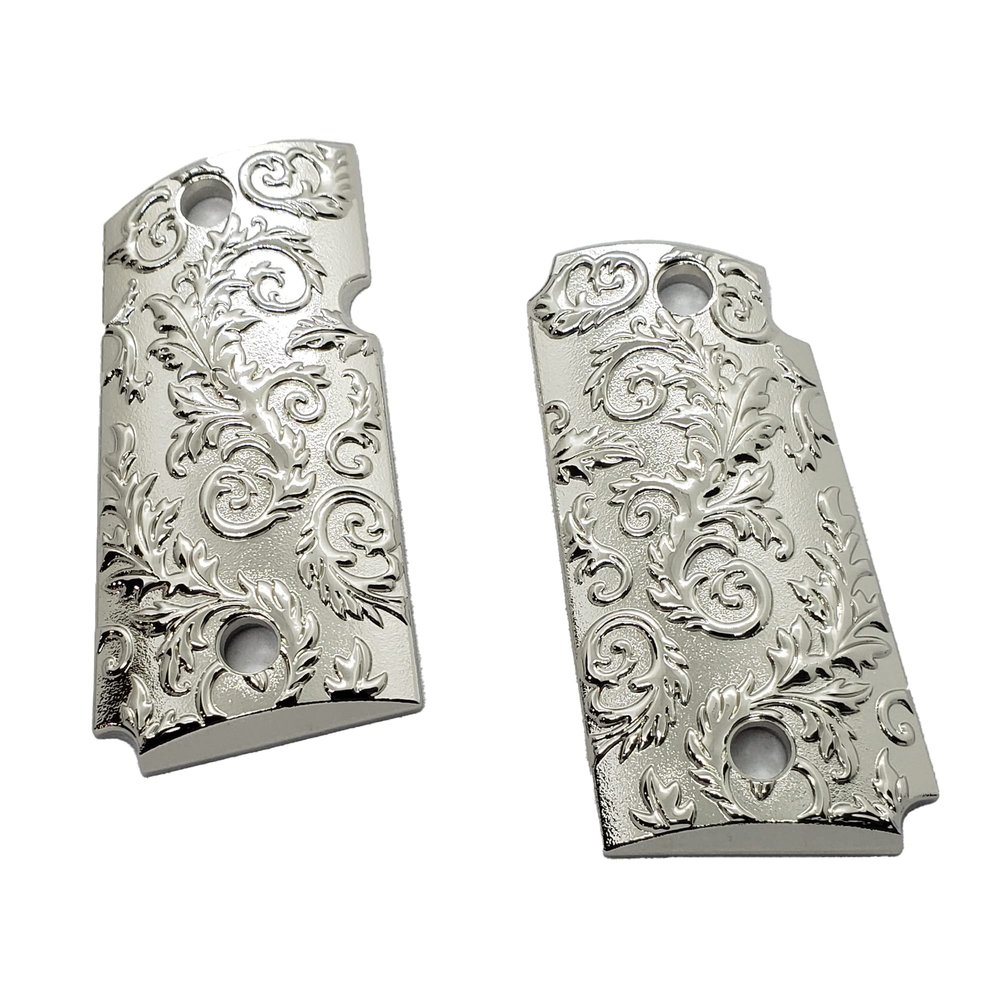 Custom for Kimber Micro 9 mm Metal Grips Scroll Design Micro9 Screws Nickel Plated