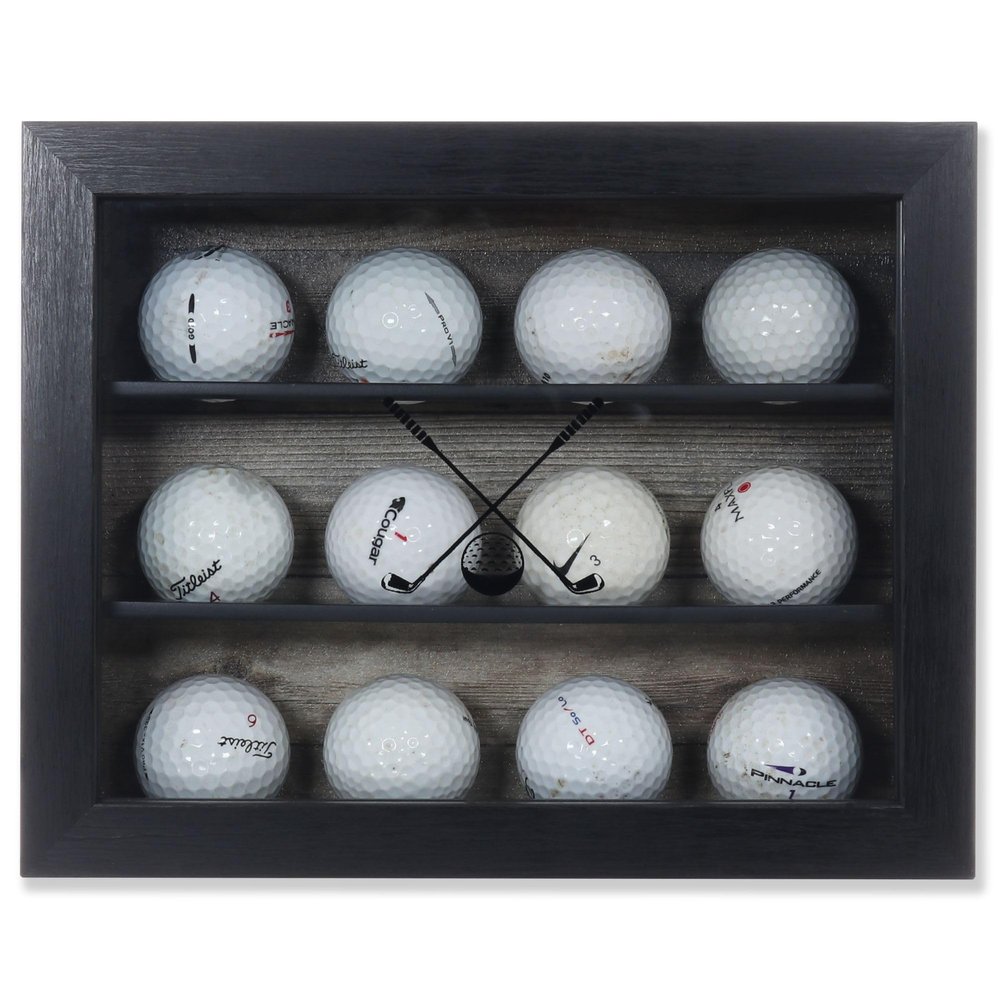 Golf Ball Shadowbox Display Case | 12 Ball & 25 Ball Options | Glass Front Door