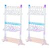 SUPERFINDINGS 2 Sets Acrylic Hanger Earrings Display Stand 2 Tiers with 32Pcs Coat Hangers Colorful Cute Jewelry Stand Organizer Ear Studs Display Rack for Retail Show Personal Exhibition,22.3x7x30cm view 1