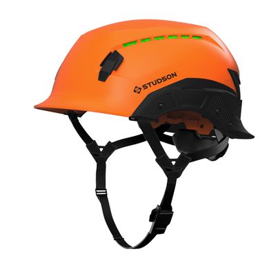 Studson SHK 1 Vented Safety Helmet - Ultralight, Modular Brim, Fidlock Buckle, 4 Point Strap, Breathable, Rainproof, 20KV Protection - Orange, M/L, 53-59cm