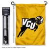 College Flags & Banners Co. Virginia Commonwealth Rams Jumping Ram Logo Garden Flag with Pole Stand Holder view 2