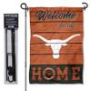 College Flags & Banners Co. Texas Longhorns Welcome to Our Home Garden Flag with Stand Holder view 1