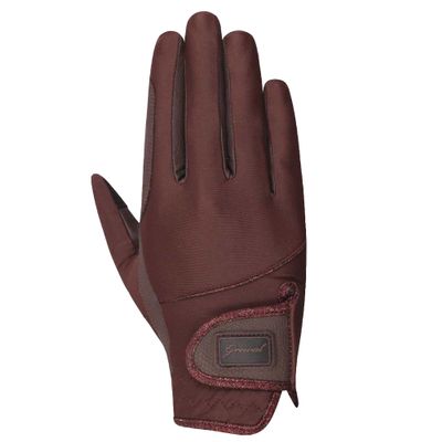 Grewal Equestrian Catherine Leather Riding Gloves (Dark Brown, X-Small 5)