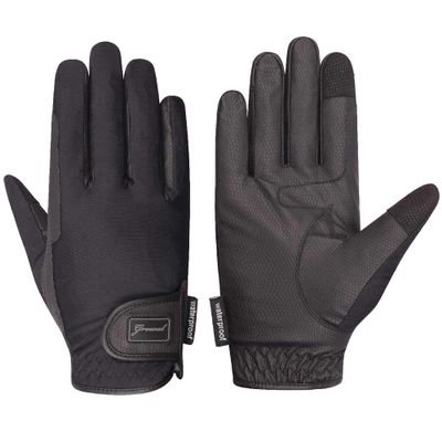 Lady Jane, Synthetic Leather, Waterproof, Equestrian Horse Riding Gloves, Black sz (Medium 7)