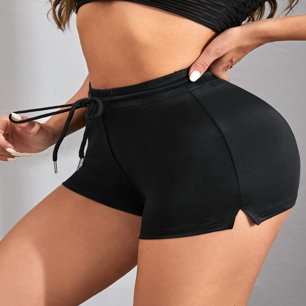 ABZEKH Shorts for Women Shorts Women's Shorts Slit Hem Drawstring Waist Shorts Shorts (Size : X-Small)