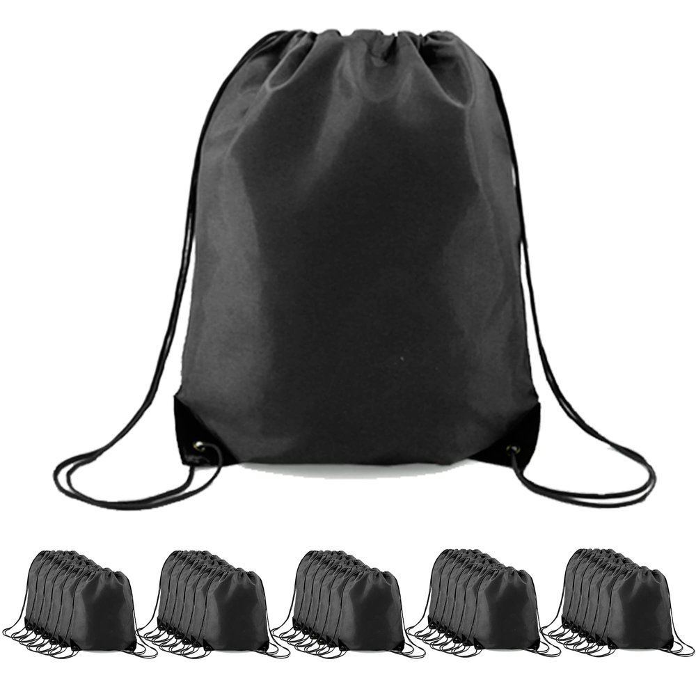 BeeGreen 30 Pieces Black Drawstring Bags Cinch Bags Bulk String Backpack Machine Washable Lightweight Sackpack Outdoor Sport for Men Women