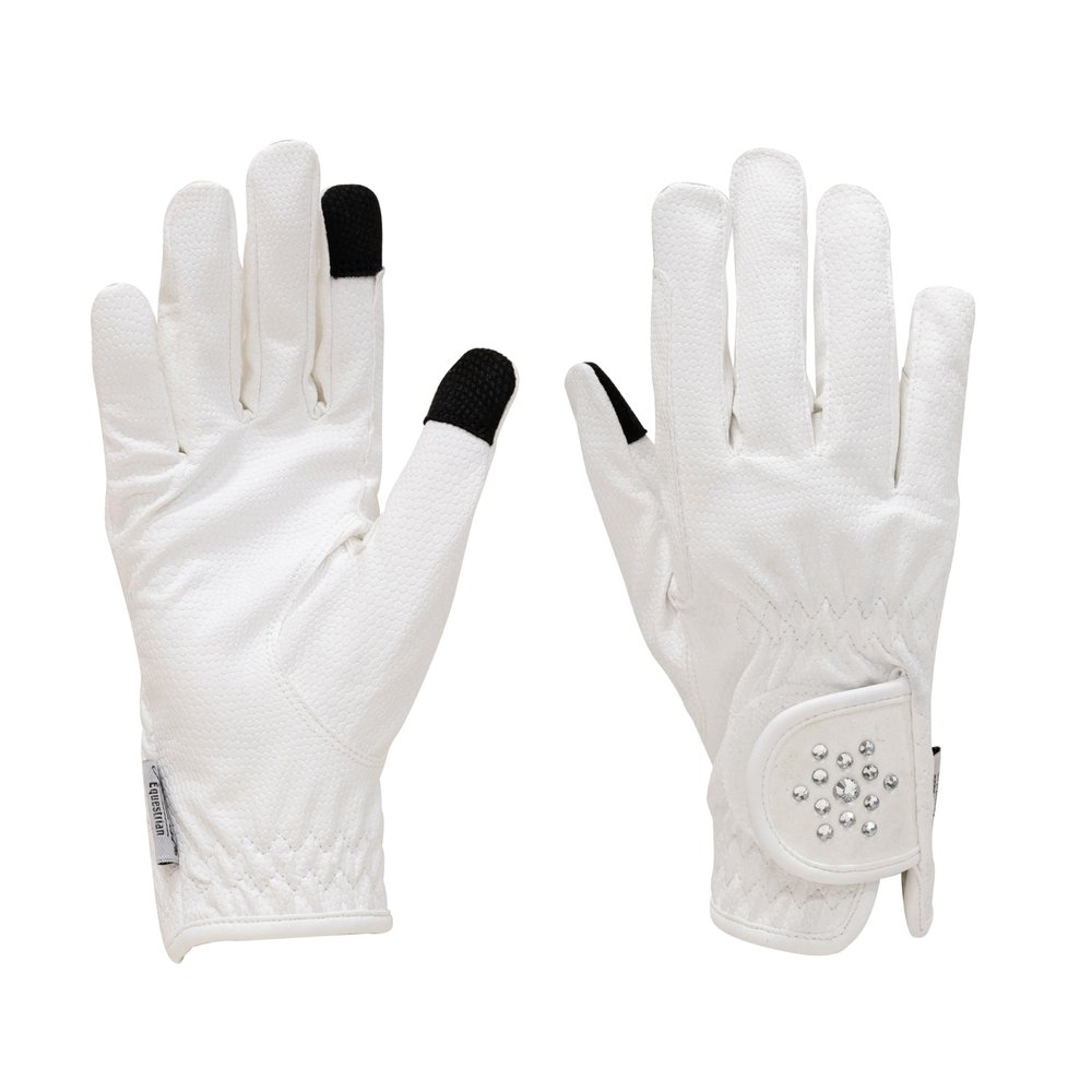 Cleopatra Ladies, Synthetic Leather, Equestrian Horse Riding Gloves, White (Large 8)
