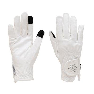 Cleopatra Ladies, Synthetic Leather, Equestrian Horse Riding Gloves, White (X-Large 9)