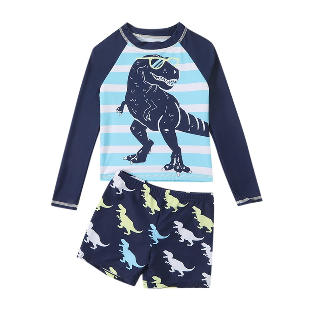 Toddler Boy Swim Trunks Summer Toddler Boys Girls Cartoon Dinosaur Printed Two Piece Swimwear (b-Blue, 8-9 Years)