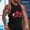 Canada Day Flags Tank Top Sleeveless T Shirt Athletic Muscle Shirts Gym Workout Yoga Tank for Men M view 2