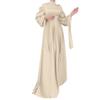 Abayas for Women Muslim Dubai Dress Lantern Sleeve Slim Fit Satin Arabic Islamic Kaftan Robe + Hijab Beige XXL view 2