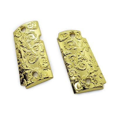 Custom Grips for Kimber Micro 9 mm Metal Scroll Design Micro 9 and Screws Gold Plated