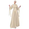 Abayas for Women Muslim Dubai Dress Lantern Sleeve Slim Fit Satin Arabic Islamic Kaftan Robe + Hijab Beige Set X-Large view 1