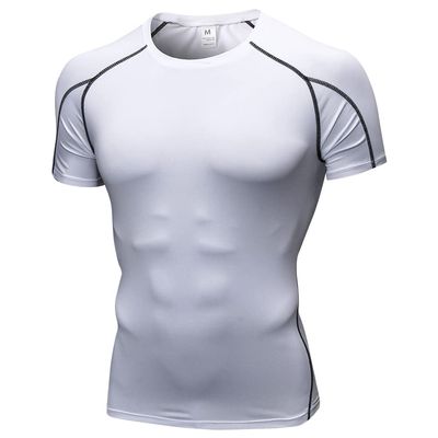 CICI FIVE Men's Compression Shirt Short Sleeve Athletic Compression Tops Cool Dry Undershirts Baselayer Gym Workout T Shirt White