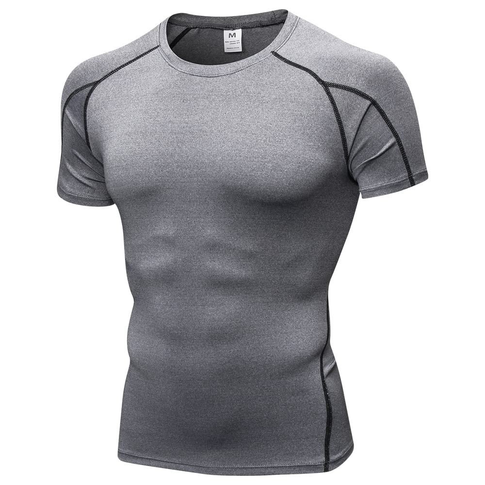 CICI FIVE Men's Compression Shirt Short Sleeve Athletic Compression Tops Cool Dry Undershirts Baselayer Gym Workout T Shirt