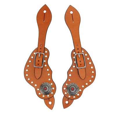 Pssopp Spur Strap, Western Men Boot Strap Slippy Artificial Leather Spur Strap Vintage Adjustable Brown Spur Strap with Metal Buckle for Equestrian Enthusiasts