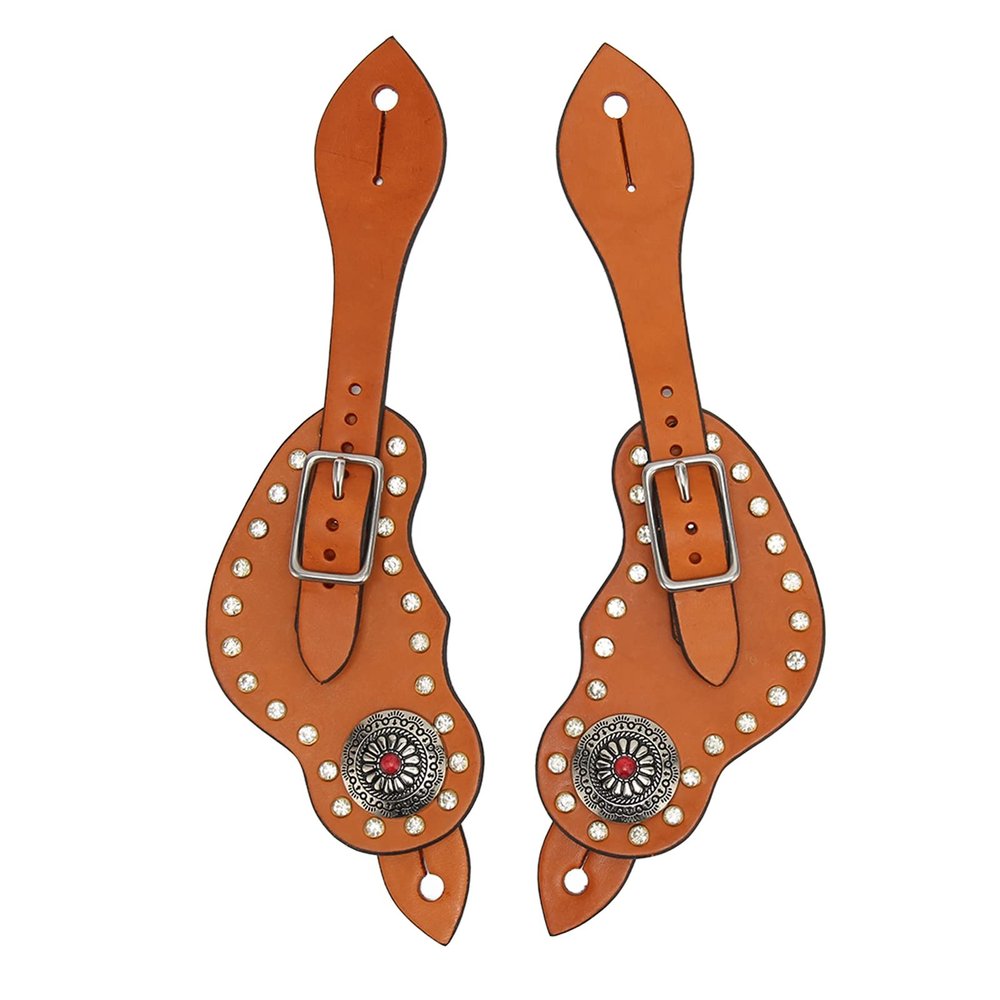 Pssopp Spur Strap, Western Men Boot Strap Slippy Artificial Leather Spur Strap Vintage Adjustable Brown Spur Strap with Metal Buckle for Equestrian Enthusiasts